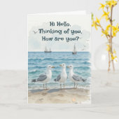 こんにちは考え、あなた、どのようにおもしろいSeagull カード (黄色い花)