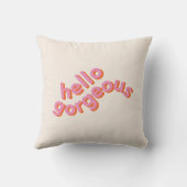 こんにちは豪華でかわいいピンクのタイポグラフィ、装飾用クッション クッション (裏面)