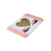 こんにちは豪華で魅力的な化粧のまつげの金ゴールドのハート バスマット (アングル)