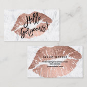 こんにちは豪華な唇のばら色の金ゴールドのタイポグラフィの大理石 名刺 (正面/裏面)