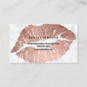 こんにちは豪華な唇のばら色の金ゴールドのタイポグラフィの大理石 名刺 (裏面)