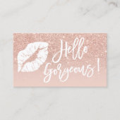 こんにちは豪華な唇のタイポグラフィの赤面のばら色の金ゴールド 名刺 (正面)