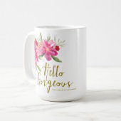 こんにちは豪華な花のマグ コーヒーマグカップ (正面左)