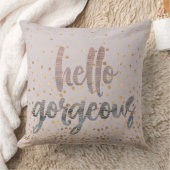 こんにちは豪華な薄紫のタマキビのばら色の金ゴールドの紙吹雪 クッション (ブランケット)