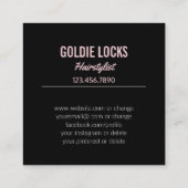 こんにちは豪華な|ガーリーな花のピンクのグリッター スクエア名刺 (裏面)