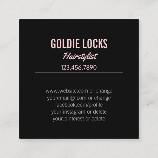 こんにちは豪華な|ガーリーな花のピンクのグリッター スクエア名刺 (裏面)