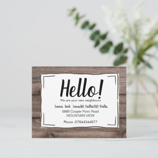 こんにちは近所の木の素朴に会う ポストカード (スタンド正面)