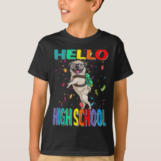 こんにちは高校パグ犬Tシャツ Tシャツ (正面)
