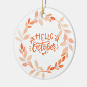 こんにちは10月の水彩秋野草秋 セラミックオーナメント (左)