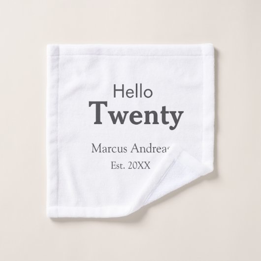 こんにちは20歳の誕生日の追加の名前のest。年の最小値の追加 ウォッシュタオル (ウォッシュタオル)