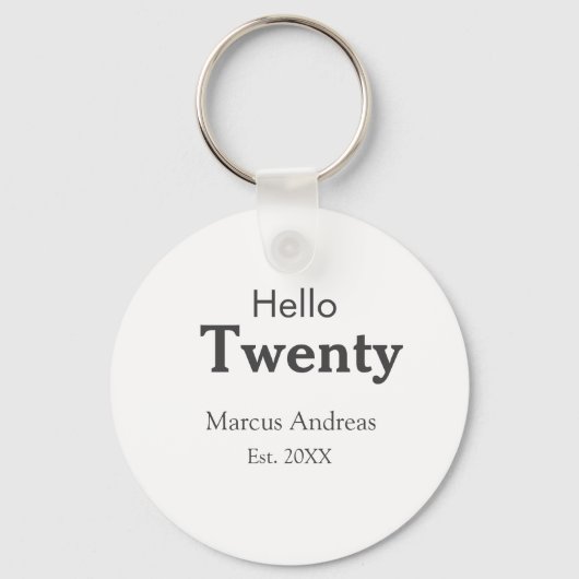 こんにちは20歳の誕生日の追加の名前のest。年の最小値の追加 キーホルダー (正面)