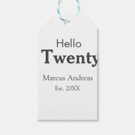こんにちは20歳の誕生日の追加の名前のest。年の最小値の追加 ギフトタグ