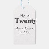 こんにちは20歳の誕生日の追加の名前のest。年の最小値の追加 ギフトタグ (裏面)