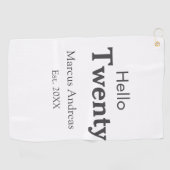 こんにちは20歳の誕生日の追加の名前のest。年の最小値の追加 ゴルフタオル (横)