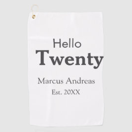 こんにちは20歳の誕生日の追加の名前のest。年の最小値の追加 ゴルフタオル