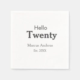 こんにちは20歳の誕生日の追加の名前のest。年の最小値の追加 スタンダードカクテルナプキン