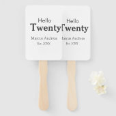 こんにちは20歳の誕生日の追加の名前のest。年の最小値の追加 ハンドファン (正面&裏面)