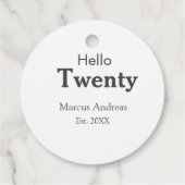 こんにちは20歳の誕生日の追加の名前のest。年の最小値の追加 フェイバータグ (裏面)