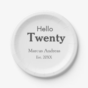 こんにちは20歳の誕生日の追加の名前のest。年の最小値の追加 ペーパープレート