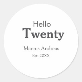 こんにちは20歳の誕生日の追加の名前のest。年の最小値の追加 ラウンドシール