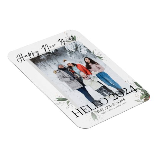 こんにちは2022年エレガントフローラスクリプトおめでとう マグネット (右側)