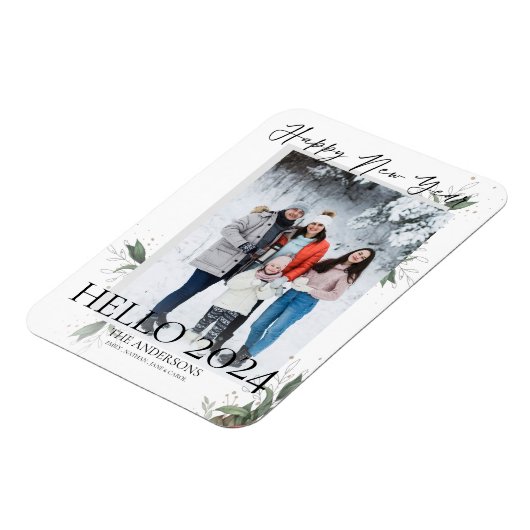 こんにちは2022年エレガントフローラスクリプトおめでとう マグネット (左側)