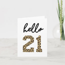 こんにちは21 | かわいい21歳の誕生日チーター柄 カード