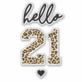 こんにちは21 |かわいい21th birthday cheetahプリント シール (正面)