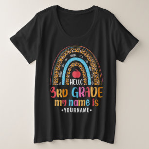 こんにちは3年生の私の名前は…新学期ギフト プラスサイズTシャツ