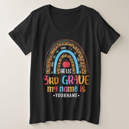 こんにちは3年生の私の名前は…新学期ギフト プラスサイズTシャツ (デザイン正面)