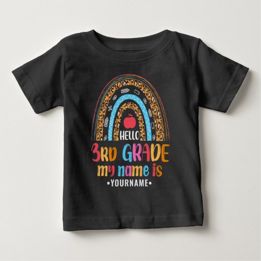 こんにちは3年生の私の名前は…新学期ギフト ベビーTシャツ (正面)
