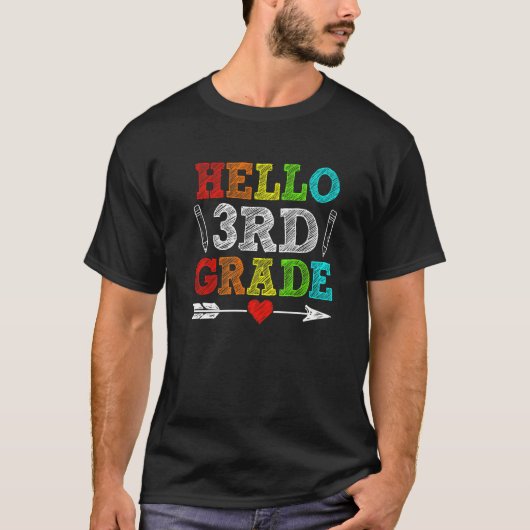こんにちは3年生3年生の学生の子供の先生 Tシャツ (正面)