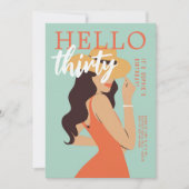 こんにちは30レトロポスターヴィンテージピンク30th誕生日 招待状 (正面)