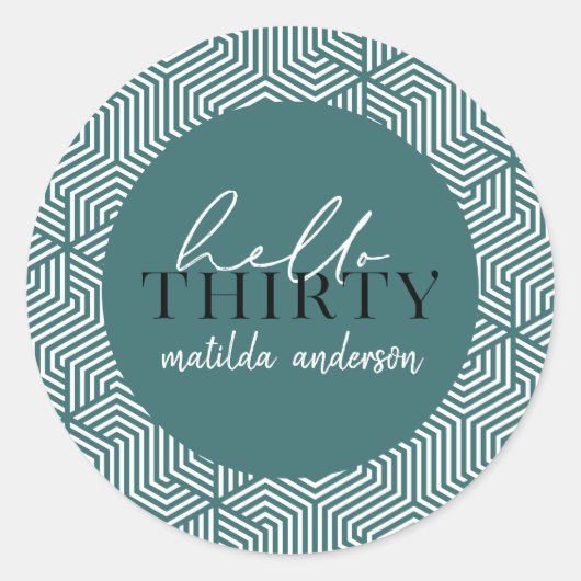 こんにちは30歳の誕生日シール ラウンドシール (正面)