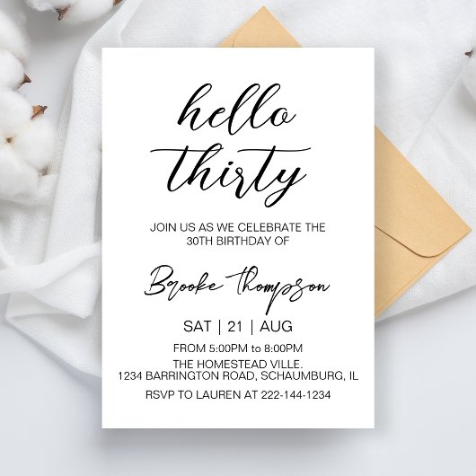 こんにちは30歳の誕生日パーティー 招待状