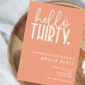 こんにちは30歳の誕生日モダン桃ミニマル 招待状