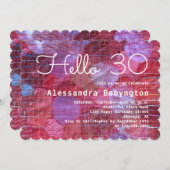 こんにちは30誕生祝い赤ピンクガーリー白 招待状 (正面/裏面)