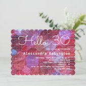 こんにちは30誕生祝い赤ピンクガーリー白 招待状 (スタンド正面)