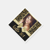 こんにちは30金ゴールドブラックダマスク30th誕生日 スタンダードカクテルナプキン (角)