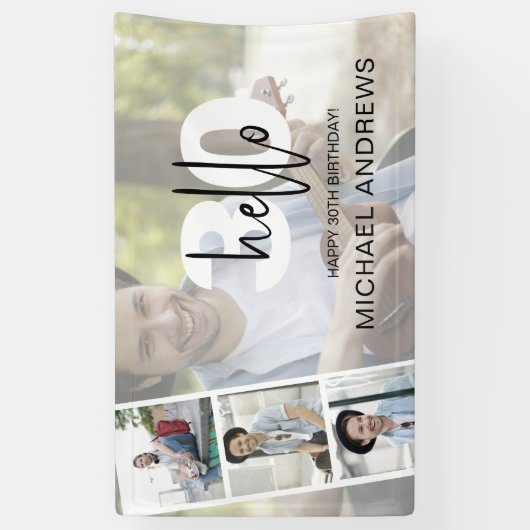 こんにちは30 |ユニセックス | |フォトコラージュ |誕生日パーティー 横断幕 (縦)