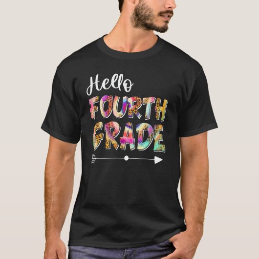 こんにちは4年生先生学生Leopard Back T Tシャツ (正面)