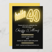 こんにちは40レトロネオン40歳の誕生日 招待状 (正面/裏面)