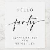 こんにちは40歳の誕生日 ワインラベル (シングルラベル)