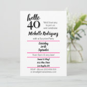 こんにちは40 - 40thバースデーモダンピンク&ブラックパーティー 招待状 (スタンド正面)