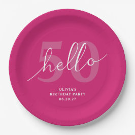 こんにちは50 | ホッはっきりしたトピンク50誕生日カスタム ペーパープレート