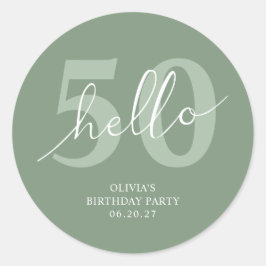 こんにちは50 | モダンな sage green の50歳の誕生日 ラウンドシール