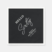 こんにちは60歳 |ブラックモダン60thバースデーパーティー スタンダードカクテルナプキン (正面)