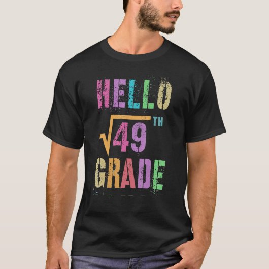 こんにちは7等角根49数学スタッドスクア Tシャツ (正面)