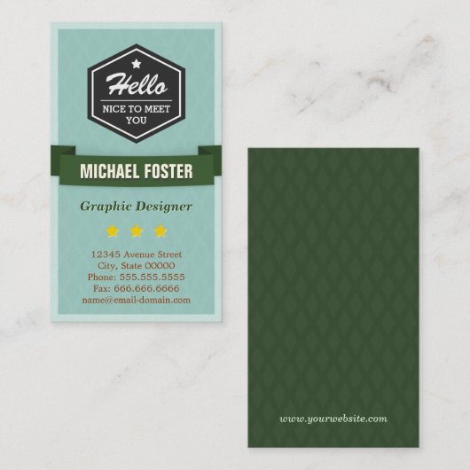 こんにちは お会いできて嬉しいです - 個人用ソーシャルプロファイル 名刺 (正面/裏面)