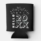 こんにちは お正月 花火 黒と白の星 缶クーラー (裏面)